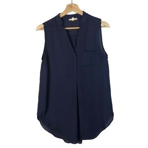 Tea N Rose Navy Blue Pocket Bust Sleeveless Tank Top M